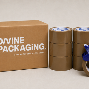 QuickSeal Brown Parcel Tape with Dispenser – 50 mm × 66 m - Pack of 6